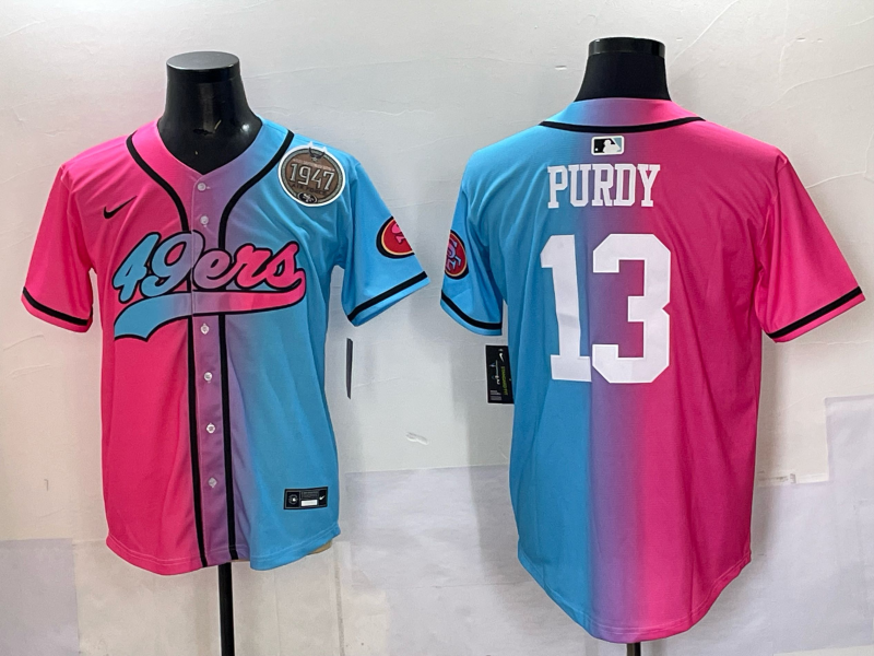 Men San Francisco 49ers #13 Purdy Blue pink Nike Limited NFL 2025 Jersey 0012->san francisco 49ers->NFL Jersey